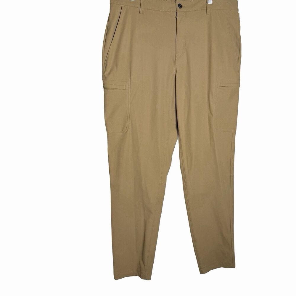 Fabletics The Don Cargo Pants Classic Fit Mens 38x34 Dark Twill Tan water resist
